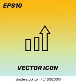 Growth vector icon illustration for web and mobile application isolated on golden gradient background. Premium quality.