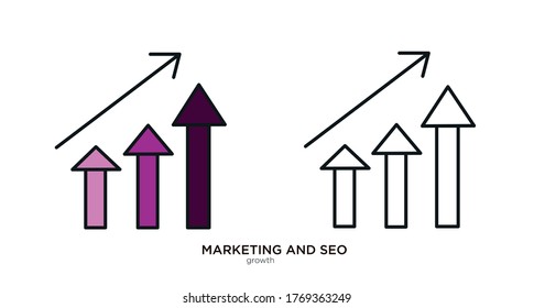 Growth vector illustration lineal color and filled design