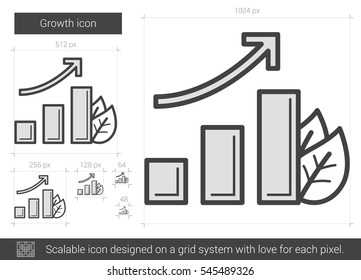 Growth vector line icon isolated on white background. Growth line icon for infographic, website or app. Scalable icon designed on a grid system.