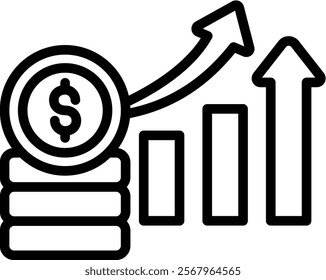 Growth Vector Lineal Icon On White Background.