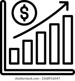 Growth Vector Lineal Icon On White Background.