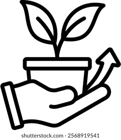 Growth Vector Lineal Icon On White Background.