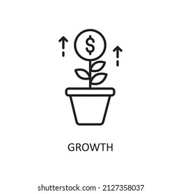 Growth Vector Outline Icon Design illustration. Fintech Symbol on White background EPS 10 File