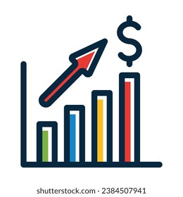 Growth Vector Thick Line Filled Dark Colors Icons For Personal And Commercial Use.
