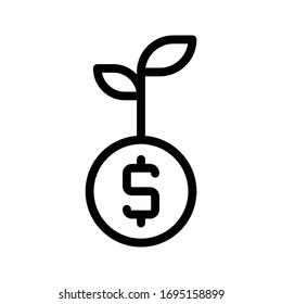 growth vector thin line icon 