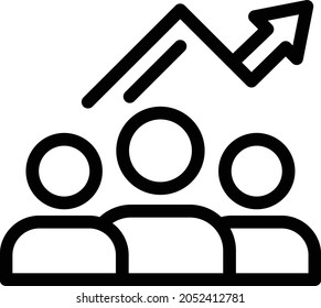 icono de línea delgada del vector de crecimiento