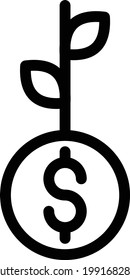 icono de línea delgador del vector de crecimiento