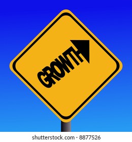 Growth warning sign on blue sky illustration