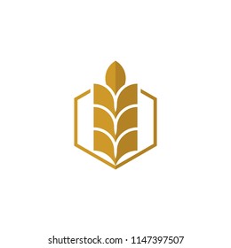 growth wheat logo simple gold vector illustration icon for design template