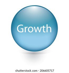 Growth word blue button