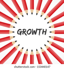Growth word with pencil background stock vector