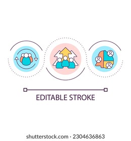 Growth of world population loop concept icon. Risk of overpopulation. Social problem abstract idea thin line illustration. Isolated outline drawing. Editable stroke. Arial font used