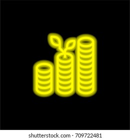 Growth yellow glowing neon ui ux icon. Glowing sign logo vector