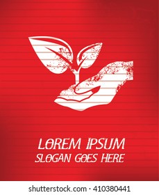 Growth,tree on red background,poster grunge design