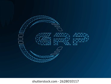 Diseño de Vector de logotipo de letra de polietileno baja GRP. Diseño de logotipo de poliéster inferior GRP. Logotipo de poliéster bajo.
