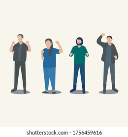 Grpup of young people, vector design pf isolated people power 