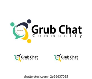 Grub Chat Logotipo Concepto de diseño creativo Comunidad de personas