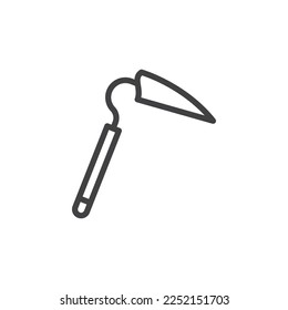 Grub hoe with line style icon.