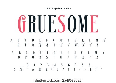 Gruesome Stilvolle Alphabet Anzeige Vektorschriftart und Schöne Luxus-Schriftart