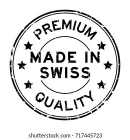 Grugne black premium quality made in swiss round rubber seal stamp on white background