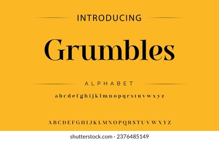 Grumbles Elegantes luxuriöses abstraktes Brautmodelogo-Alphabet. Minimale klassische urbane Schriftarten für Logo, Marke etc. Typografie Schrift Groß- und Kleinschreibung und Zahl. Vektorgrafik