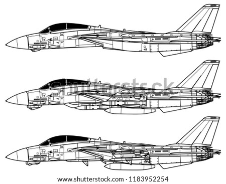 Grumman F-14 TOMCAT. Outline vector drawing