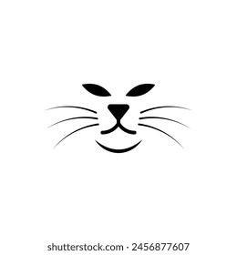 Grumpy angry cat face. Isolated vector silhouette on white background.