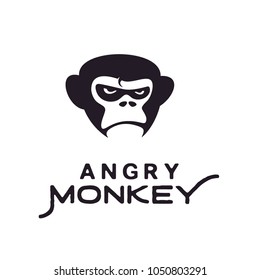 Grumpy Angry Gorilla / King Kong Monkey Face illustration logo