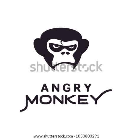 Grumpy Angry Gorilla / King Kong Monkey Face illustration logo