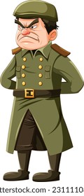 Grumpy army officer cartoon character illustration
