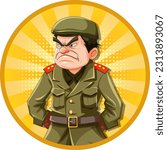Grumpy Army Officer Cartoon illustration