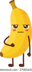 Grumpy Banana Character with Arms and Legs Flat Illustration