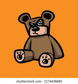 Grumpy bear puppet cartoon vector illustration
