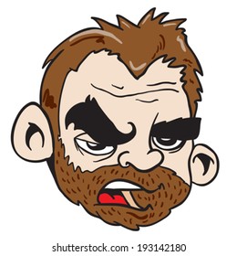 grumpy bearded man cartoon illustration