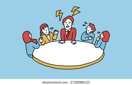 A grumpy boss and a shrinking business team: Illustration of a company with no psychological safety