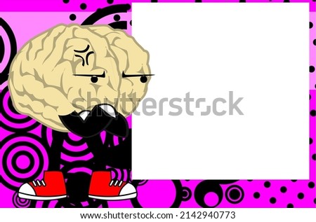 grumpy brain character cartoon pictureframe background in vector format