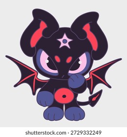 A grumpy cartoon bat. Funny character. Cartoon character design. EPS 10.