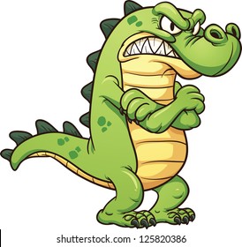 Grumpy cartoon crocodile. Vector clip art illustration with simple gradients. All in a single layer.