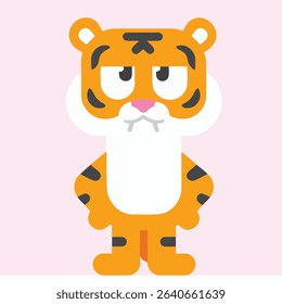 Grumpy Cartoon Tiger Character with Hands on Hips