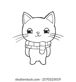 Grumpy Cat Face – Cute Outline Illustration