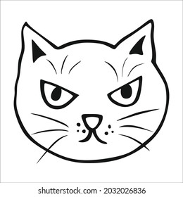 Grumpy Cat Face Doodle Art