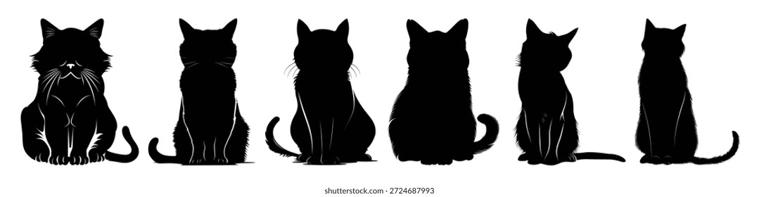 mürrische Katze Silhouette Clipart Bundle