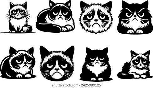 Grumpy Cat Silhouette, Grumpy Cat Vector