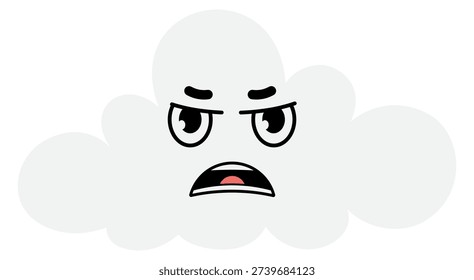 Grumpy cloud with angry face doodle. Bad weather
