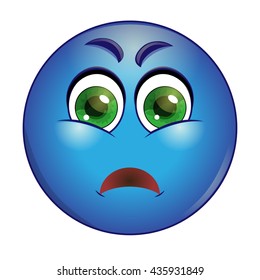 Grumpy emoticon. Isolated vector illustration on white background