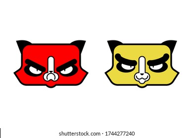 Grumpy and funny cat set. Angry pet. vector illustration