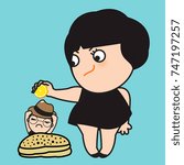 Grumpy Girl Squeezing Lemon To Boy Concept Card Character illustration