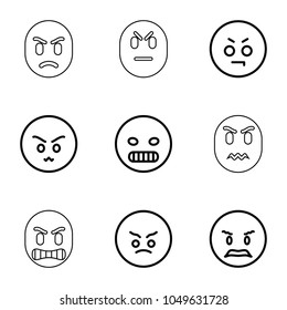 Grumpy icons. set of 9 editable outline grumpy icons such as