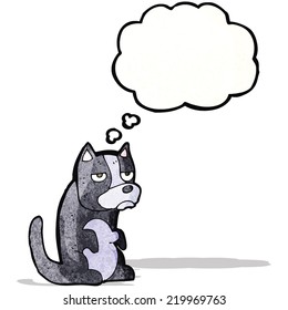 grumpy little dog with thought bubble