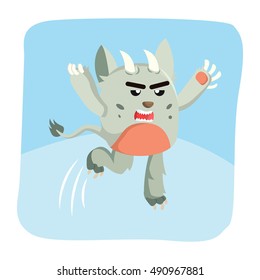 grumpy monster jumping
